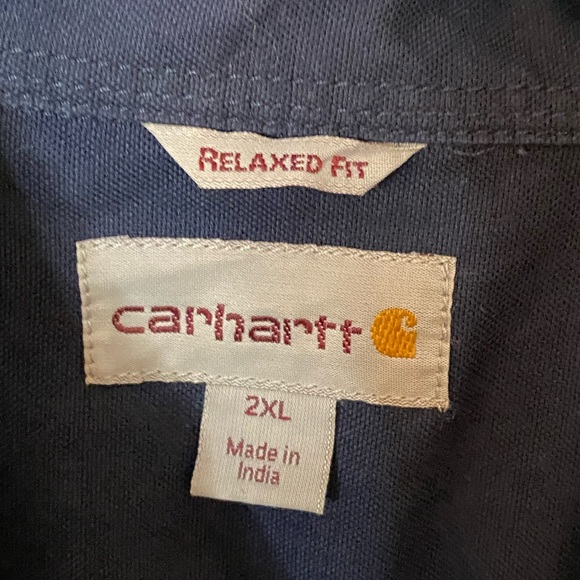 Carhartt Relaxed-Fit Long-Sleeve Button-Down Canvas Shirt Navy 2XL - Picture 4 of 7